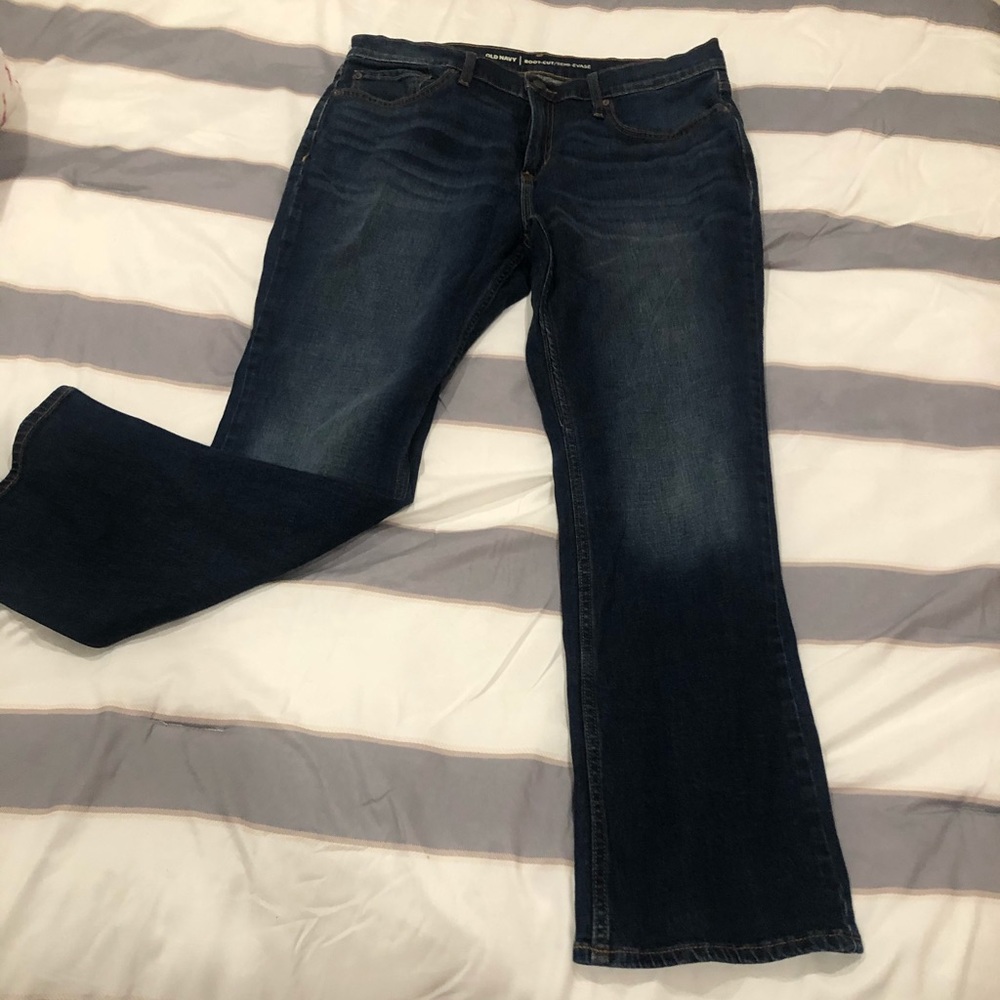 Men’s Boot Cut Dark Wash Jeans 34/30 Stretch